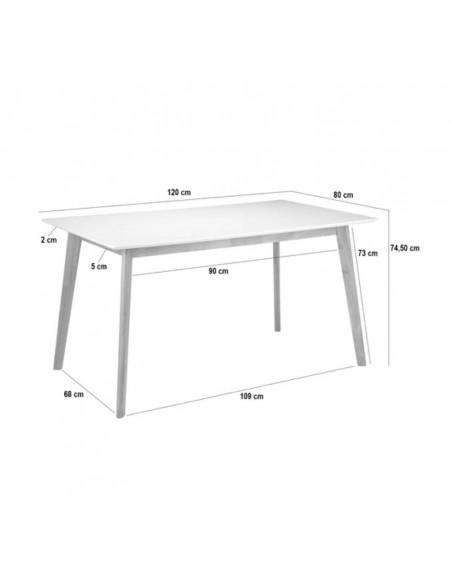 Mesa fixa ALICE 120x80 em carvalho