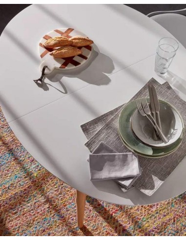 Oakland mesa extensível Oval 120 (200) X90 branco, faia