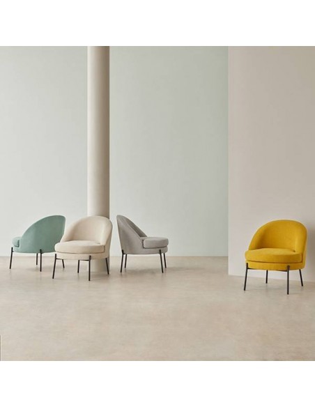 Poltrona design EVORA, tecido bege.