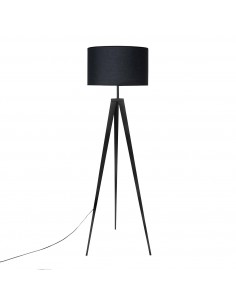 Lámpara de pie CHERA 165, tejido y metal en negro.