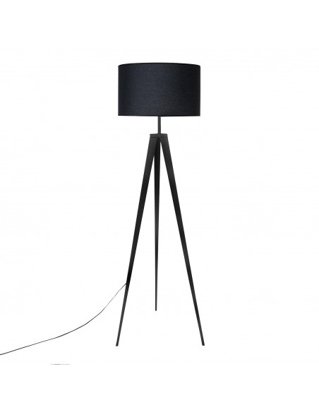 Lámpara de pie CHERA 165, tejido y metal en negro.