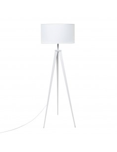 Lámpara de pie CHERA 165, tejido y metal en blanco.