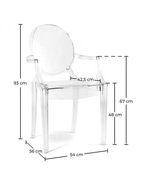 Silla con brazos diseño Borbon GHOST, Policarbonato Transparente