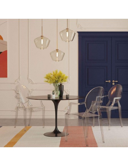 cadeira com braços neoclássico Bourbon GHOST, policarbonato transparente