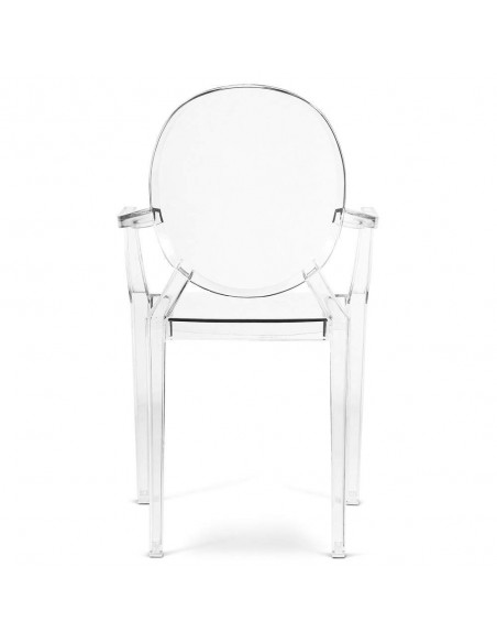 cadeira com braços neoclássico Bourbon GHOST, policarbonato transparente