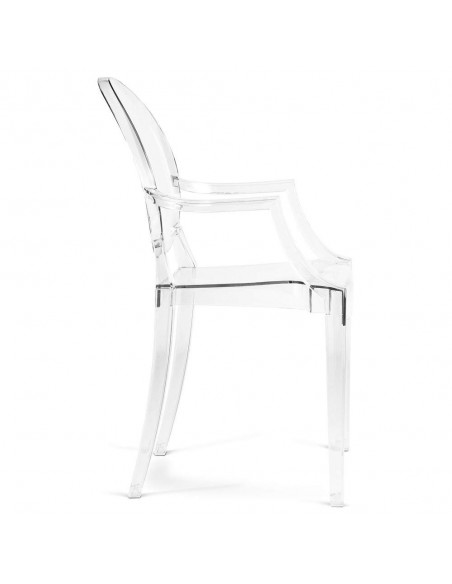 cadeira com braços neoclássico Bourbon GHOST, policarbonato transparente