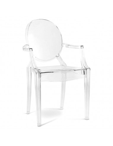 cadeira com braços neoclássico Bourbon GHOST, policarbonato transparente