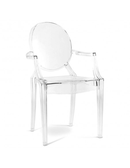 cadeira com braços neoclássico Bourbon GHOST, policarbonato transparente