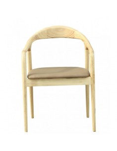 Silla con brazos NINA, madera de haya y similpiel marrón. 2