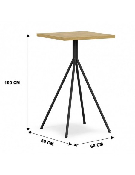 Mesa alta BISTRÓ 60x100, miel con pie de metal acabado negro