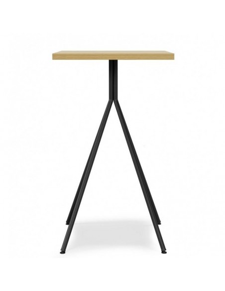 Mesa alta BISTRÓ 60x100, miel con pie de metal acabado negro