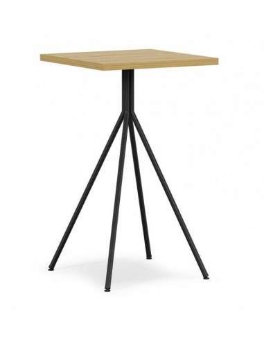 Mesa alta BISTRÓ 60x100, miel con pie de metal acabado negro