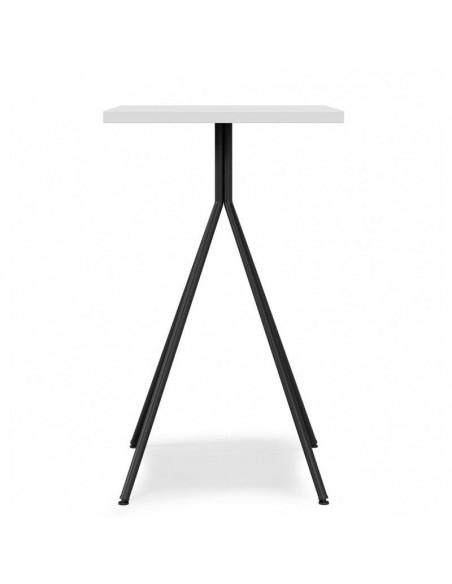 Mesa alta BISTRÓ 60x100, blanco con pie de metal acabado negro