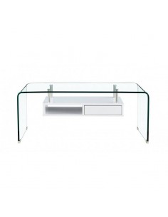 Mesa de centro BURANO 110 x 60, estante blanco y cristal... 2
