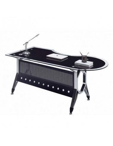 Mesa de escritório COLOGNE 180 x 85, formato esquerdo, vidro preto