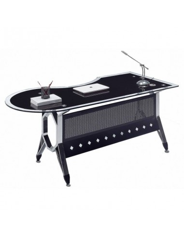 Mesa de escritório COLOGNE 180 x 85, formato direito, vidro preto