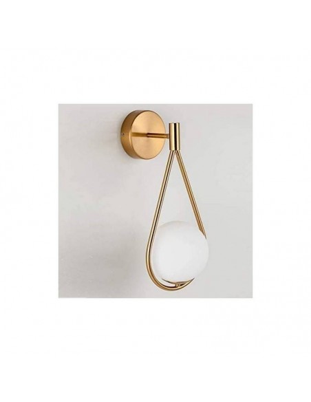 Aplique de pared BRADY, metal dorado y esfera blanca.