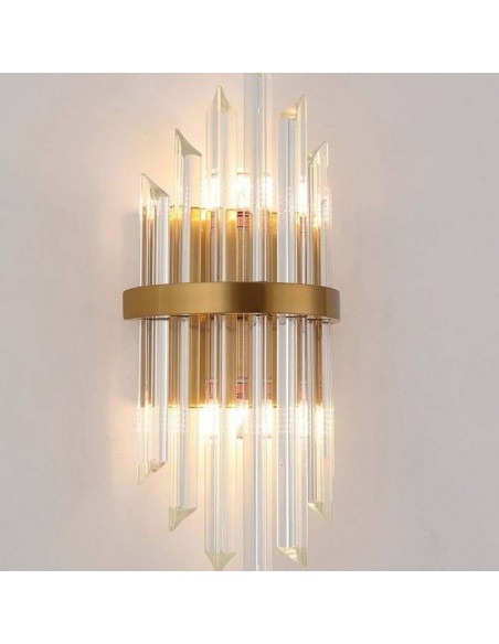 Aplique de pared Kripton, metal dorado y cristal.