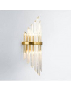 Aplique de pared Kripton, metal dorado y cristal.