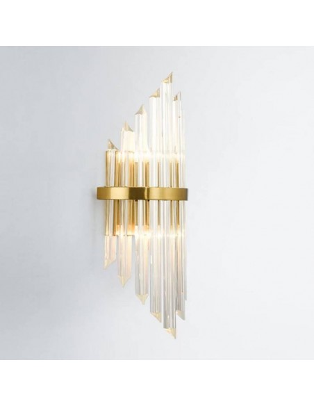 Aplique de pared Kripton, metal dorado y cristal.