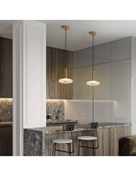 Candeeiro de teto FLIPS, metal dourado, acrílico, LED.