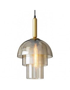 Lámpara de techo FOLK, metal dorado y cristal.