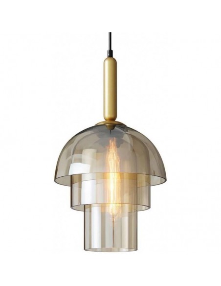 Lámpara de techo FOLK, metal dorado y cristal.