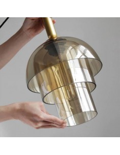 Lámpara de techo FOLK, metal dorado y cristal. 2