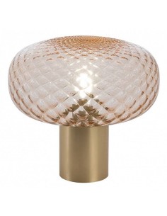 Candeeiro de mesa GERO 28, metal dourado com abajur de...