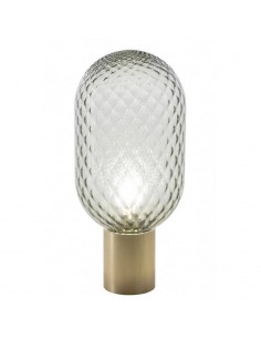 Candeeiro de mesa GERO 28, metal dourado com abajur de...