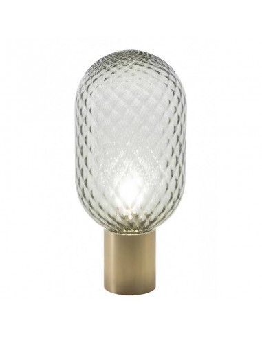 Candeeiro de mesa GERO 28, metal dourado com abajur de vidro.