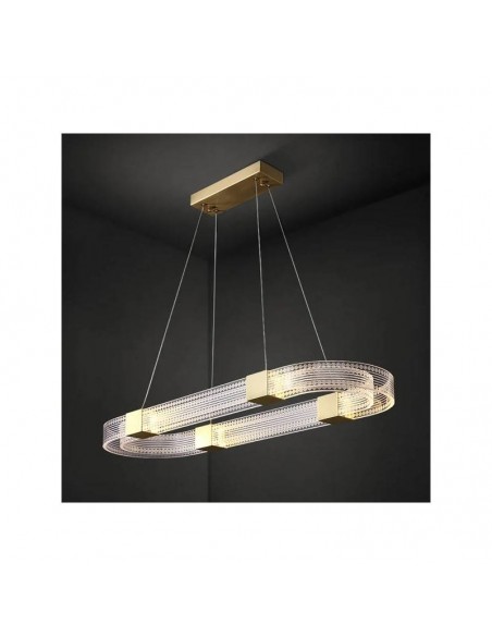 Candeeiro de teto TIZA 85x25, metal dourado, acrílico, LED.