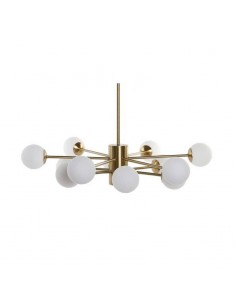 Candeeiro de teto GENE em metal dourado, esferas brancas.