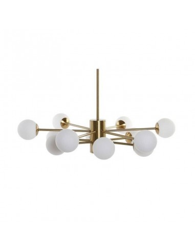 Candeeiro de teto GENE em metal dourado, esferas brancas.