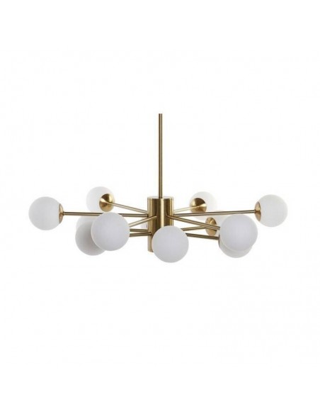 Candeeiro de teto GENE em metal dourado, esferas brancas.
