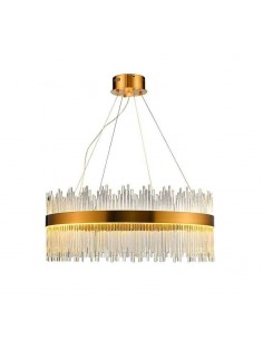 Candeeiro de teto MIDAS 60, metal dourado, LED e vidro.