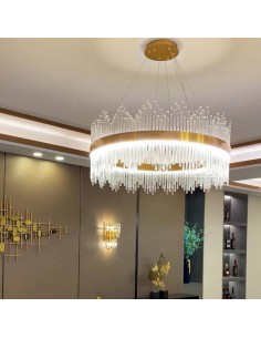 Candeeiro de teto MIDAS 60, metal dourado, LED e vidro. 2