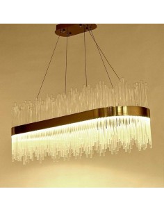 Candeeiro de teto MIDAS 80x35, metal dourado, LED e vidro.