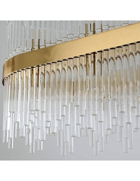 Lámpara de techo MIDAS 80x35, metal dorado, led y cristal.