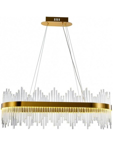 Lámpara de techo MIDAS 80x35, metal dorado, led y cristal.