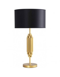 Candeeiro de mesa TUBES 35, metal dourado e abajur preto.