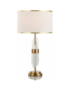 Lámpara de sobremesa PAOLO, metal dorado, cristal y...