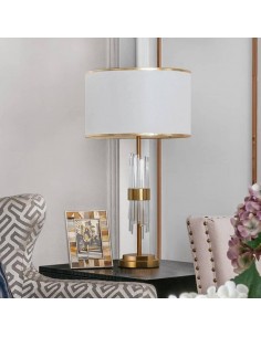 Lámpara de sobremesa PAOLO, metal dorado, cristal y... 2