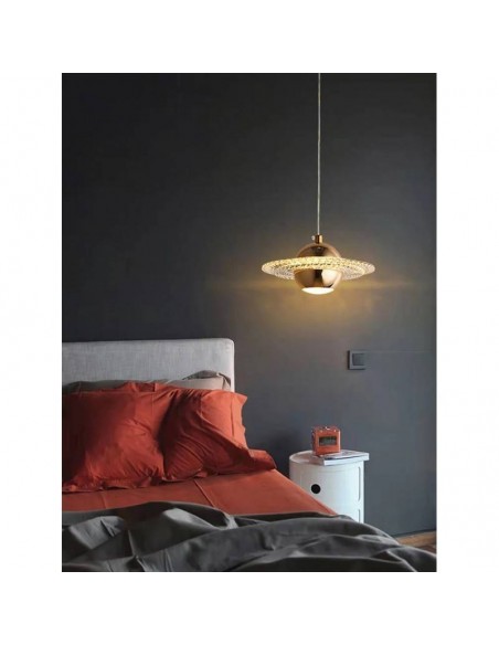 Lámpara de techo SATURN, metal dorada, acrílico, led.