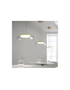 Candeeiro de teto SMIT H80, metal dourado, LED e vidro. 2