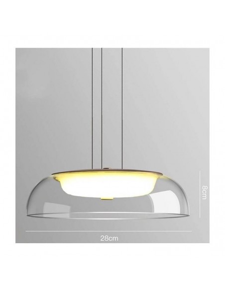 Candeeiro de teto SMIT H80, metal dourado, LED e vidro.