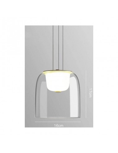 Candeeiro de teto SMIT H170, metal dourado, LED e vidro.