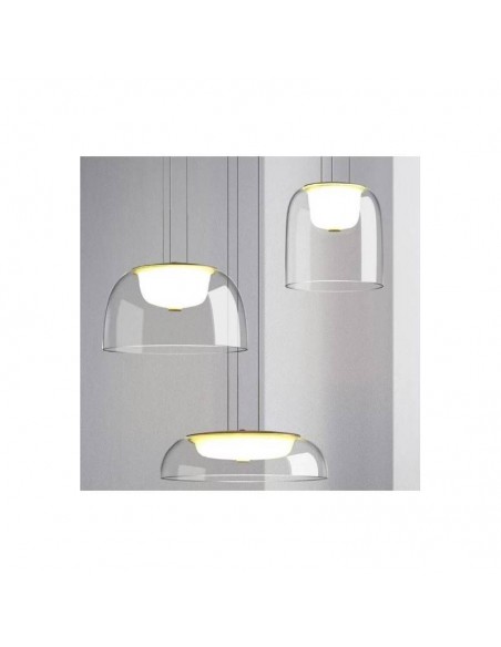 Lámpara de techo SMIT H130, metal dorado, led y cristal.