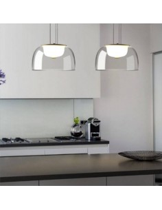 Candeeiro de teto SMIT H130, metal dourado, LED e vidro. 2