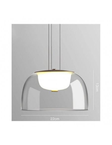 Candeeiro de teto SMIT H130, metal dourado, LED e vidro.